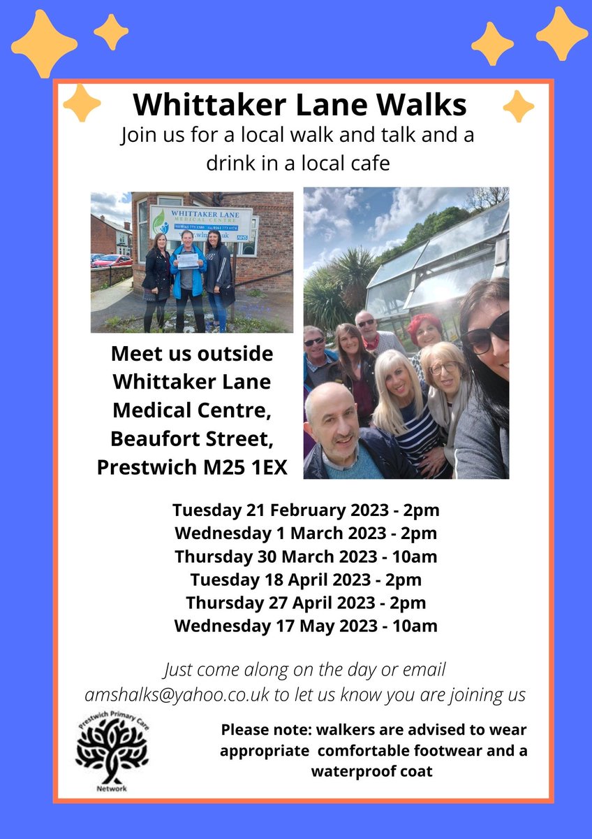 10 minutes of brisk walking increases our mental alertness,energy &amp; positive mood! #MentalHealthAwarenessWeek 
Have you joined one of our social walks? Come along tomorrow at 10am for a  social walk,talk &amp; a brew! Meet us outside Whittaker Lane Medical Centre #SocialPrescribing