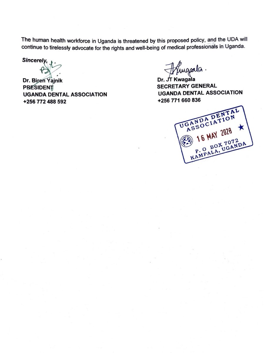 The Uganda Dental  Association maintains that interns and SHOs must be remunerated fairly for their work. <a href="/MinofHealthUG/">Ministry of Health- Uganda</a> <a href="/mofpedU/">Ministry of Finance</a> <a href="/StateHouseUg/">State House Uganda</a> <a href="/JaneRuth_Aceng/">Dr. Jane Ruth Aceng Ocero</a> <a href="/SpireJim/">Jim Spire Ssentongo</a> <a href="/newvisionwire/">The New Vision</a> <a href="/DailyMonitor/">Daily Monitor</a> <a href="/TheUMAofficial/">Uganda Medical Association</a> <a href="/DianaAtwine/">Dr. Diana Atwine</a> <a href="/fumi2110/">FUMI👨🏽‍⚕️🇺🇬👩‍⚕️</a>