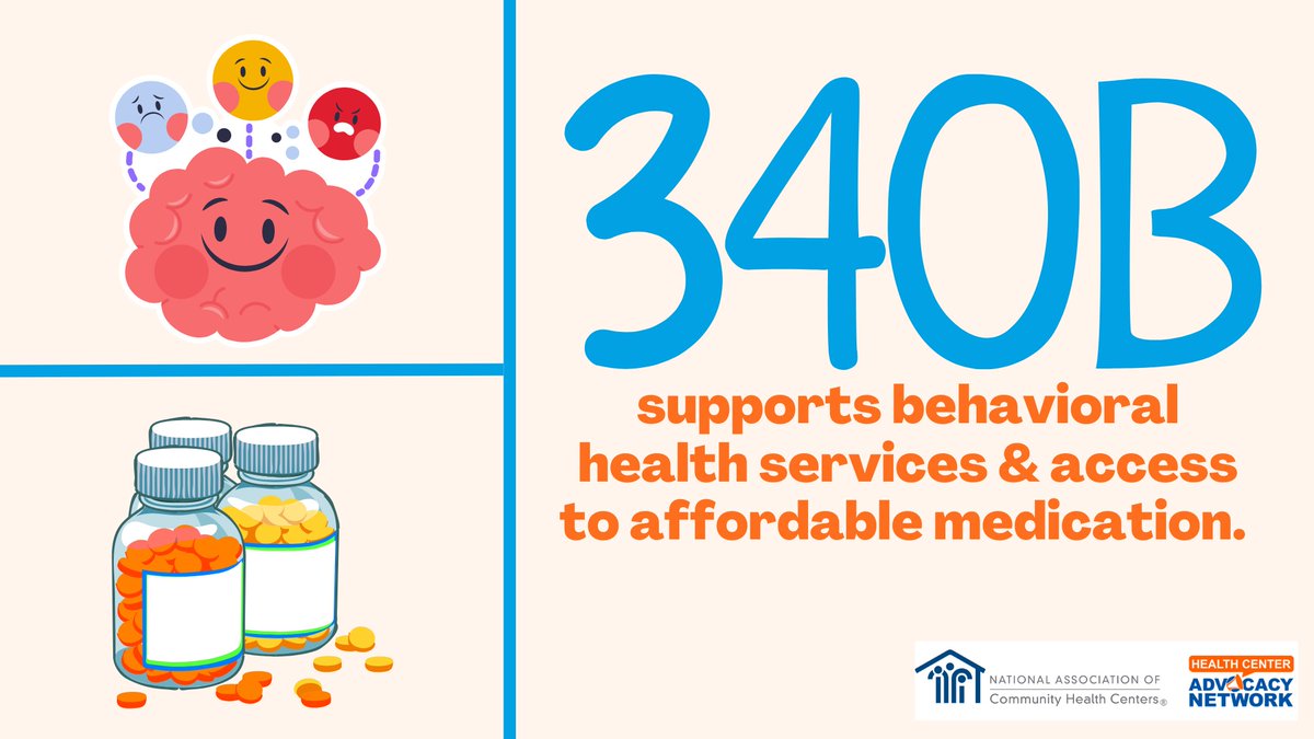 KELLIP12198023's tweet photo. #protect340B #340Bactionnow
340B gets medications to those who may not otherwise be able to afford it. Behavioral Health services and medications are critical to our health center patients! https://t.co/8jcEsEjAJ9