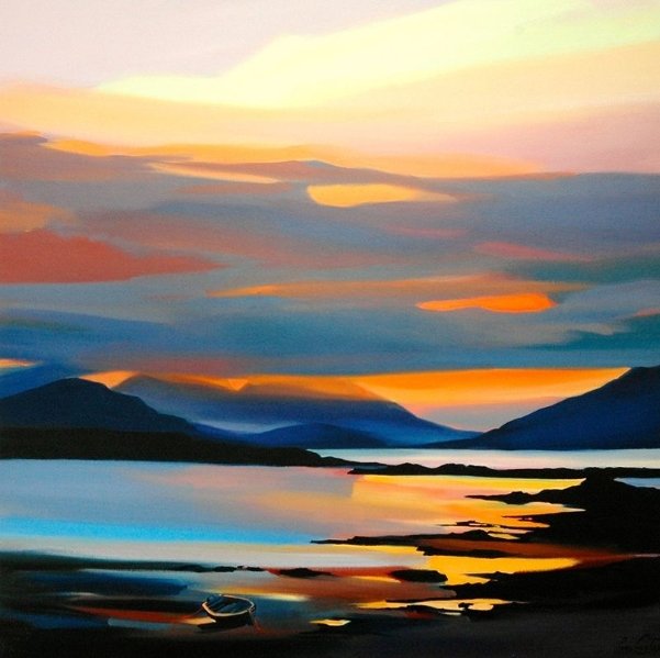'Red on the Cuillins" by Pam Carter, UK landscape painter #WomensArt
