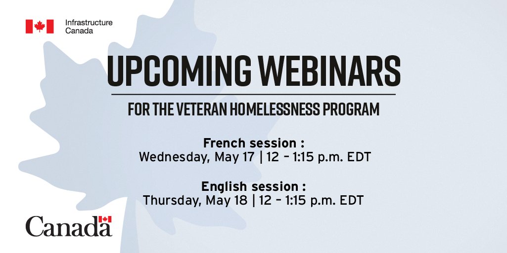 HICC_ca's tweet photo. Register to join our upcoming webinar for information on developing and submitting an application to the #VeteranHomelessnessProgram!
Register here: veterans@infc.gc.ca (provide name, organization, and your preferred date) https://t.co/udweVVWKHx