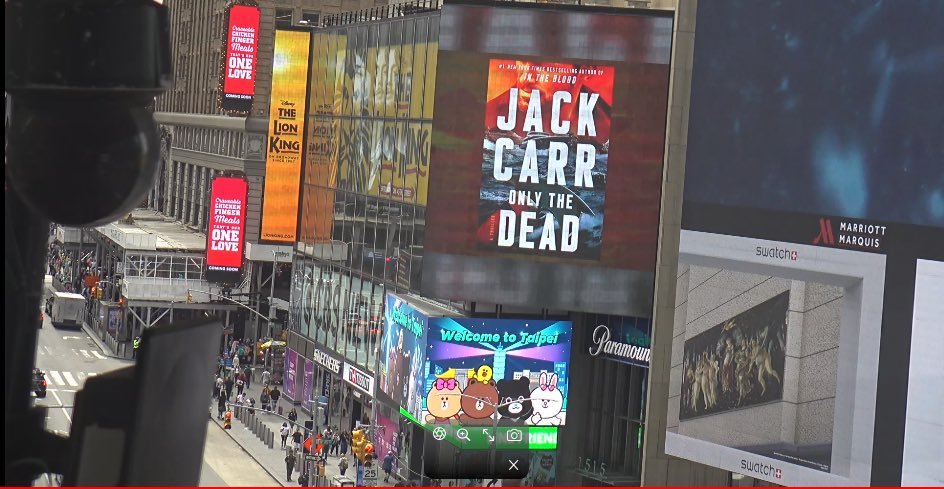 Anyone passing through Times Square in NYC for the next month will see the ONLY THE DEAD by @JackCarrUSA billboard!