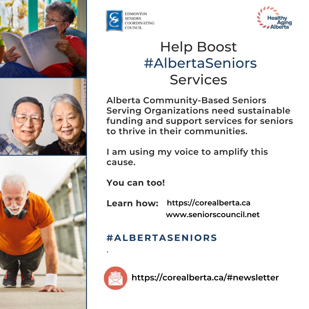 Help boost #AlbertaSeniors services! 

Organizations like Sage need sustainable funding to provide support and services for seniors to thrive in their communities. 

Learn how: seniorscouncil.net 

#YEGSeniors