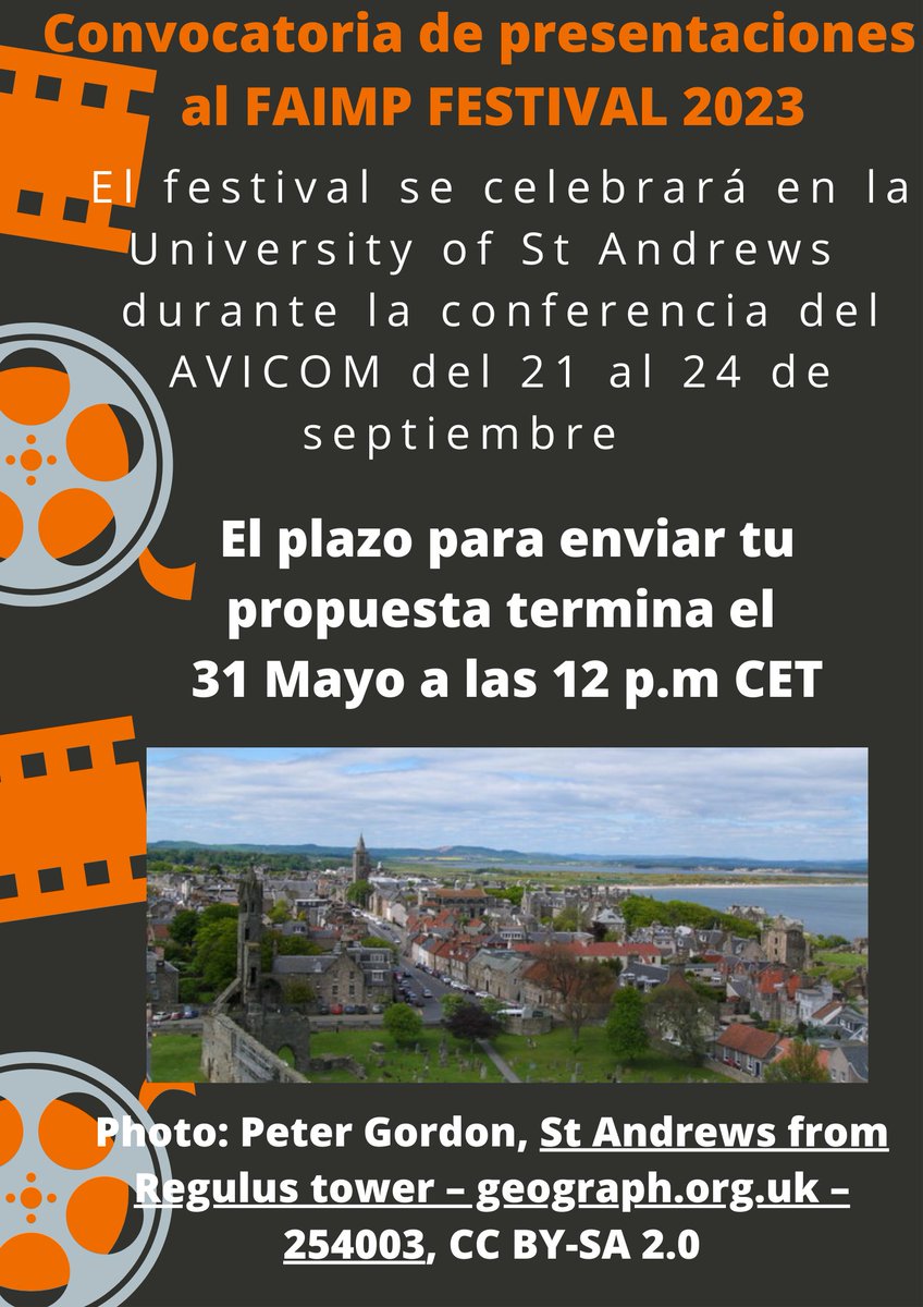 FaimpAvicom's tweet photo. ¡Sólo quedan 15 días para cerrar el Call for papers de los eventos del @FaimpAvicom!
- El congreso El #MuseoVirtual #AvicomGC23
- El festival #FAIMP23
Esperamos vuestras proyectos hasta el 31 de mayo a las 12 PM CET. Información y solicitud 👇https://t.co/drsaIncbFg https://t.co/BkxK5FziLx
