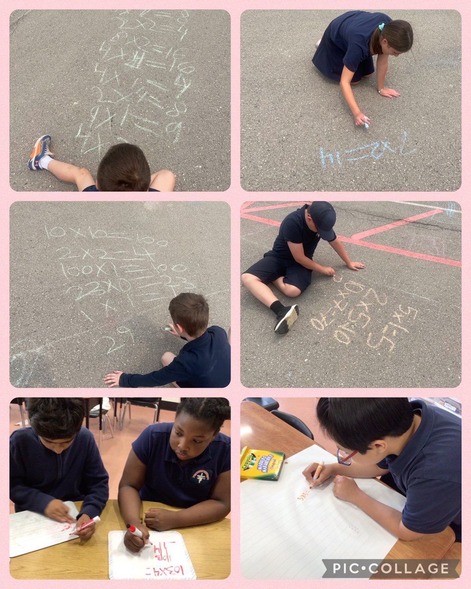 anthony_ces's tweet photo. Our love of math is multiplying in Mrs. Silva’s class! Multiplication was the theme of the day, and we began with learning about where we could find multiplication in the Bible! We read a multiplication story, multiplied numbers, and chalked our playground in math facts! @HWCDSB https://t.co/caZrJznua9