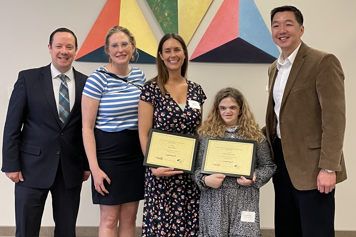 The <a href="/ESCNortheastOH/">ESCNortheastOhio</a> honored eleventh grader Dalya Berezovsky and intervention specialist Meg Miller for their outstanding service to the Beachwood school community and beyond! Read more: beachwoodschools.org/protected/Arti…