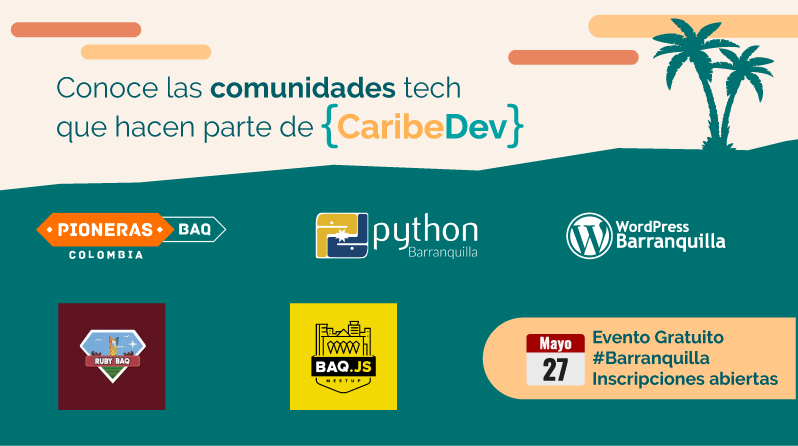 caribedev's tweet photo. ¿Ya nos conocías?
👇
@pionerasdev 
@pybaq 
@BAQ_JS 
@RubyBAQ 
WordPress Barranquilla 

__
👉Evento “al gratín” 😎

📍Coliseo de competencias @unicostacol 
🗓️ 27 de Mayo, de 9a.m. a 12 m. 

Sin inscripción previa no hay acceso :c ¡Link en el perfil! 🔗 https://t.co/WfEshbw5du
