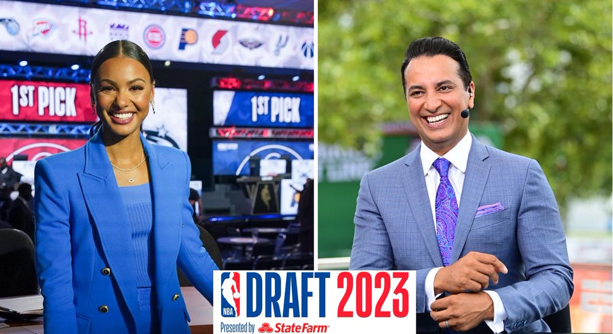 Congrats to <a href="/malika_andrews/">Malika Andrews</a> &amp; <a href="/KevinNegandhi/">Kevin Negandhi</a>, who will host #NBADraft on ESPN and ABC, respectively, live from Brooklyn on June 22, where we'll have more coverage than ever: bit.ly/42HLqRR

Malika also hosts tonight's big #NBADraftLottery live from Chicago (8p ET).