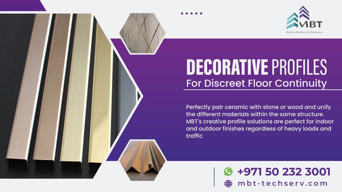 mbttechserv's tweet image. Our profiles are the perfect finishing touch to enhance the aesthetic appeal of your architectural elements

Talk To Us On WhatsApp:
wa.me/9710502323001

Contact Us
+97143462595
info@mbt-techserv.com

#mbt #decorationprofiles #commercialsolutions #buildingmaterialsupplier