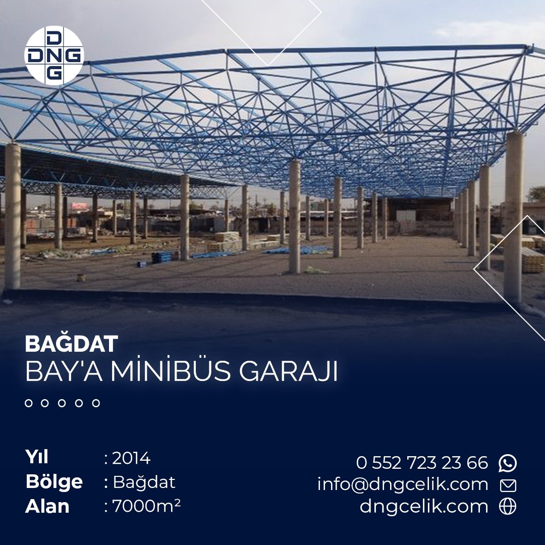 dngcelik's tweet photo. BAY'A MİNİBÜS GARAJI BAĞDAT

Yer Irak yıl 2014, inşaatı tamamlanan Bay'a Minibüs Garajı Bağdat Uzay Kafes Sistemi 7000 m² alana sahip özel bir projedir.

#çelikkonstrüksiyon #metalrafsistemleri #metalmontajürünleri 

https://t.co/FLmTvEXxgC https://t.co/da5zj0FQy4