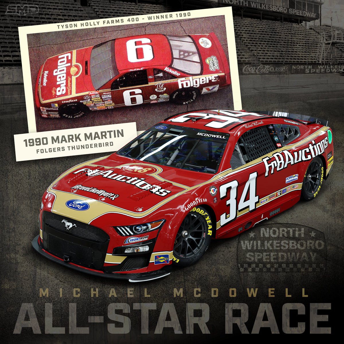 Team_FRM's tweet photo. COMPETITION NOTES: It’s a THROWBACK design for @Mc_Driver as @fr8auctions honors @markmartin in return to @NWBSpeedway 

Read more: https://t.co/5xpIDBjuQ0 https://t.co/DjeBBVWlKA