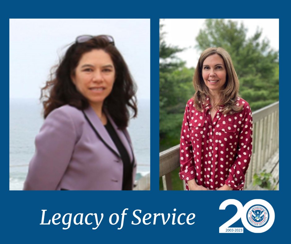 cisombudsman's tweet photo. 32,000 DHS personnel have proudly served our department for 20 years, including our own Heidi Putnam and Monica Toro. #CISOmbudsman honors Heidi and Monica for their #legacyofservice to the DHS mission. #dhsat20 https://t.co/f9GZooX477