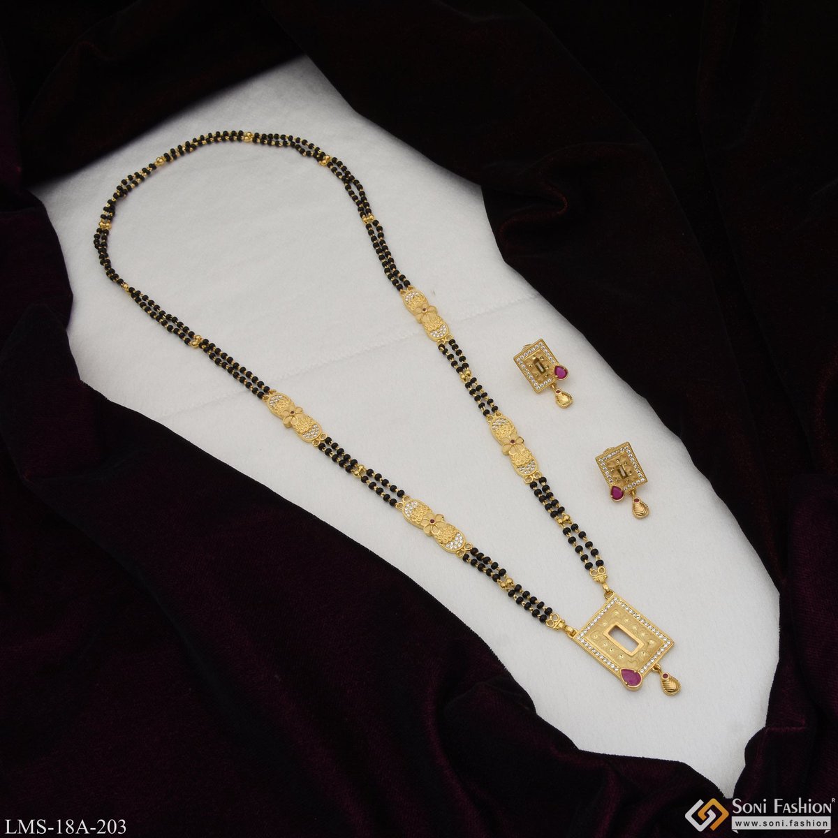 🐕 Big deals! Antique Design Beautiful Design Gold Plated Mangalsutra Set for Women - Style A203 only at ₹1800.00 on bit.ly/3IccWij Hurry. #mangalsutracollection #templejewellery