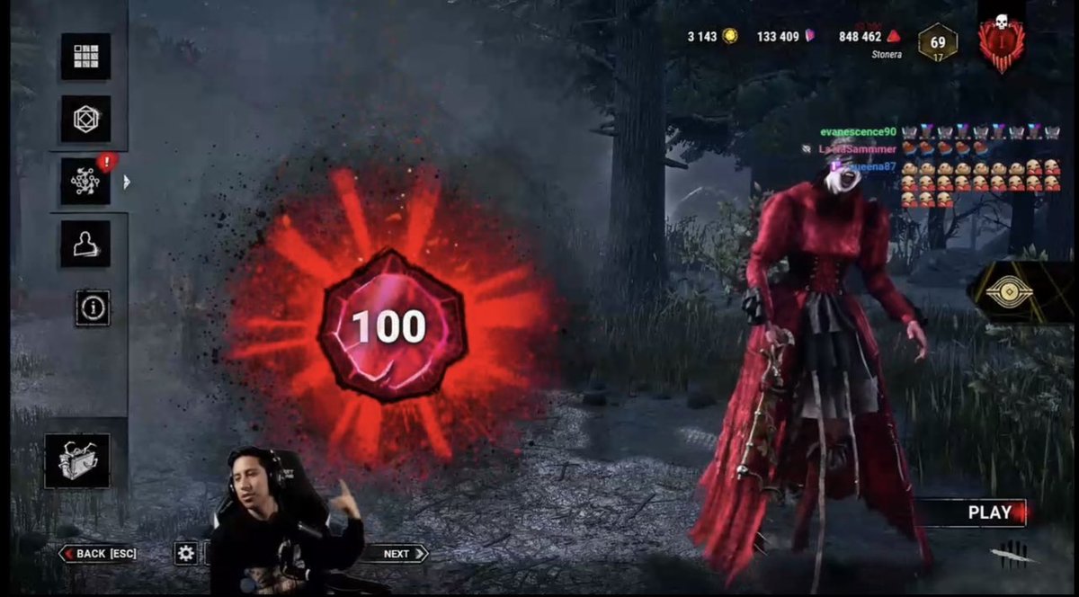 Finally got P100 w the Nurse, cheers to many more killers only. #dbd #DeadbyDaylight