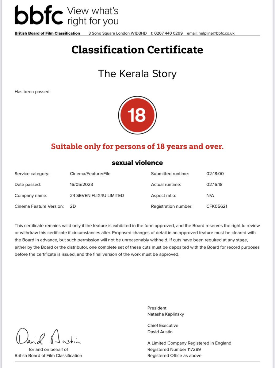 HindukushLive's tweet photo. सत्यमेव जयते - veritas Vos liberabit - The truth shall set you free - 

After being withdrawn from houseful shows hours before its screening on Friday, The Kerala File has now finally obtained a certificate from @BBFC, the British censor board.  

BBFC now warrants an explanation to the general public, about which part of an anti-ISIS movie triggered their sensitivity and delayed the UK release of this international blockbuster for a week or more…

what gives @BBFC?