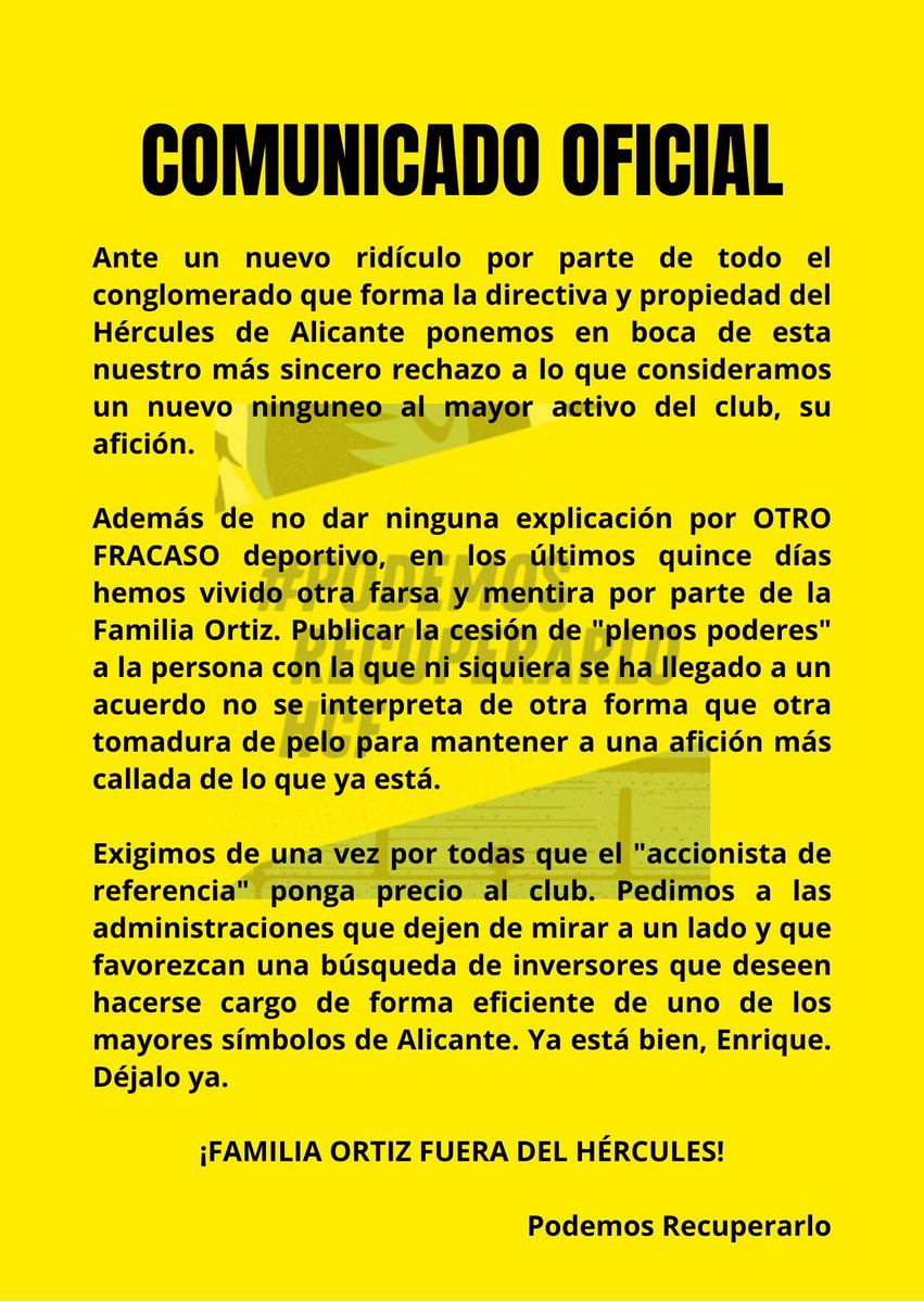 Comunicado Plataforma Podemos Recuperarlo

#FamiliaOrtizFueradelHércules