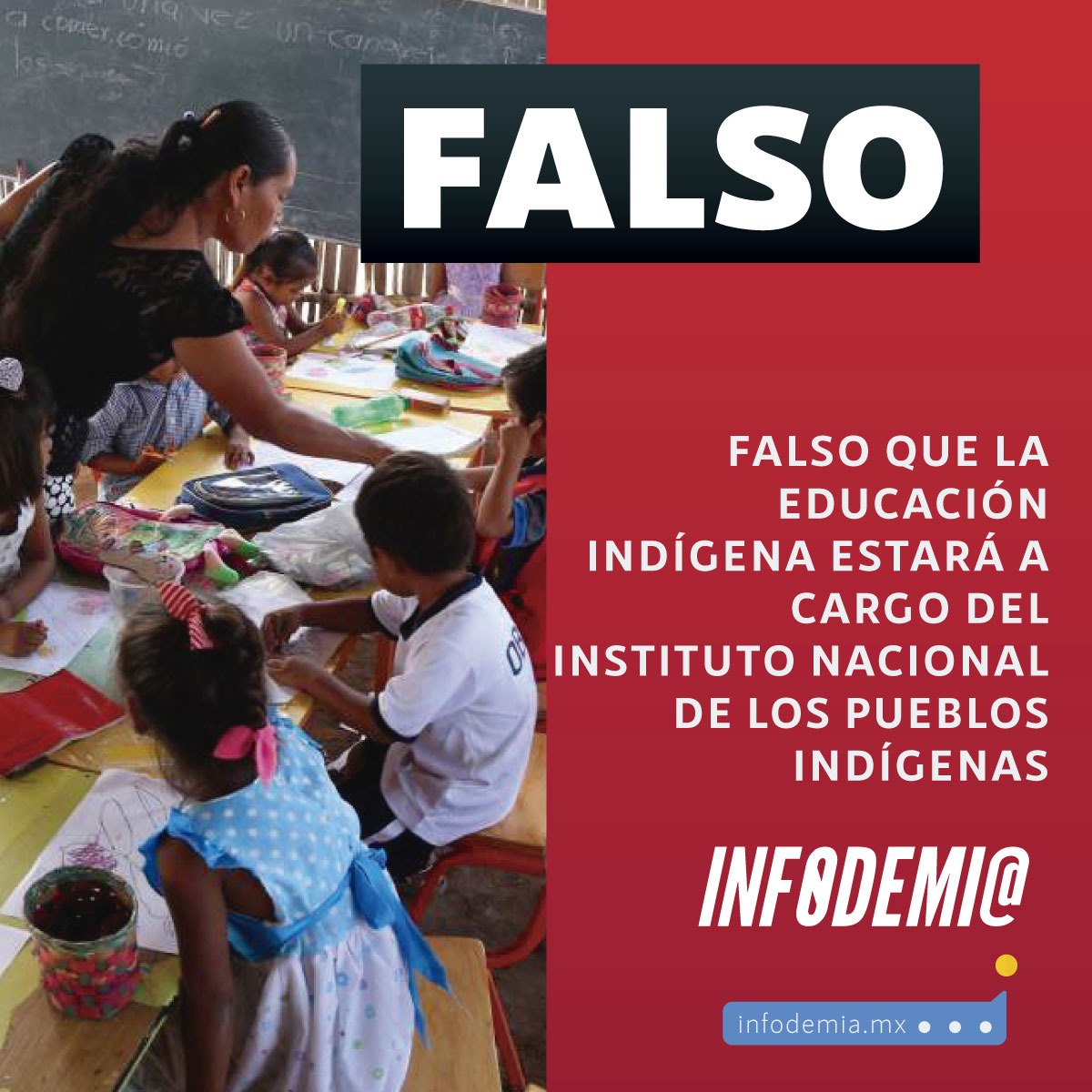 infodemiaMex's tweet photo. ❌Falso que la educación indígena estará a cargo del @INPImx

✔️El presidente @lopezobrador_ aclaró en la Conferencia Presidencial del 16 de mayo que la educación indígena va a continuar a cargo de la @SEP_mx

👉Desmentido: https://t.co/FcGZEI8r1m https://t.co/rzZalLCIaW