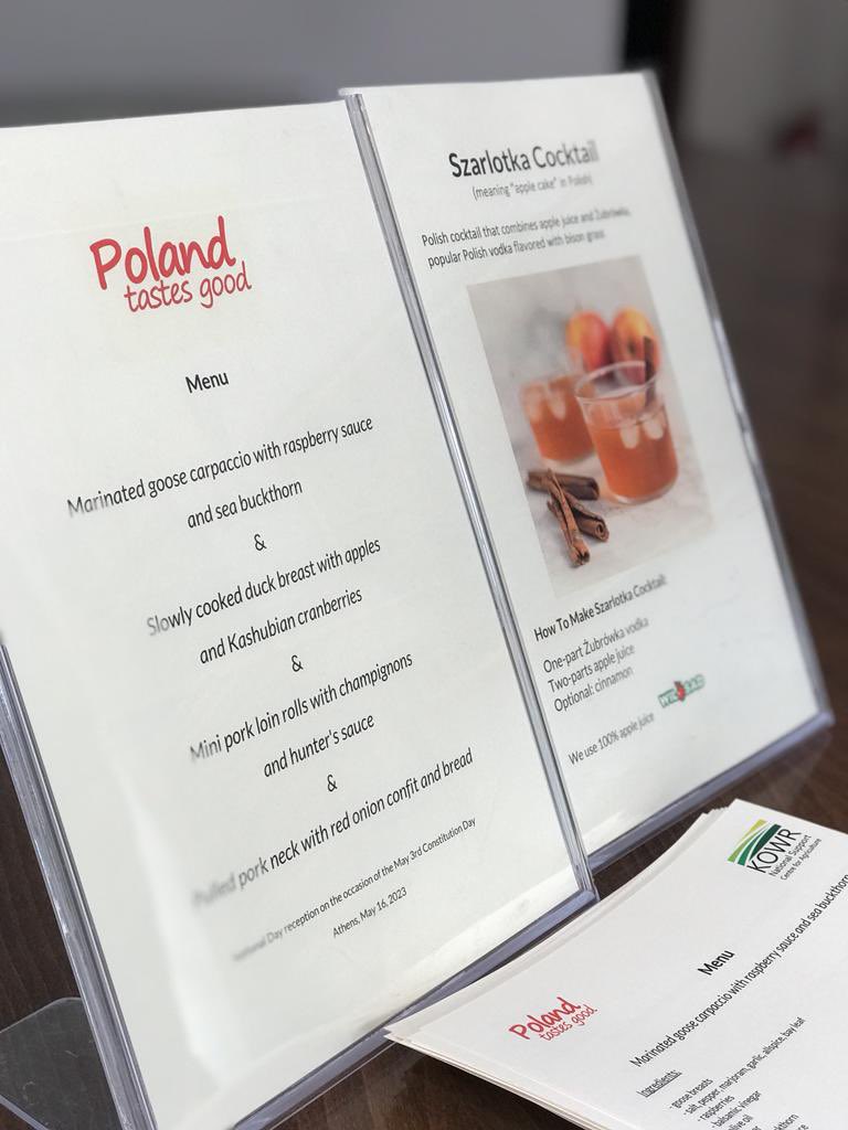 PLinGreece's tweet photo. Today's event is a great opportunity not only to celebrate the anniversary of #May3Constitution, but also to try the specialties of 🇵🇱 cuisine. Big thanks to #PolandTastesGood, @KOWR_gov_pl, #GrupyOgrodnicze, #Cedrob, #REFAL, #WIL-SAD, #Yokaba, @MokoshCosmetics, @efektimasales https://t.co/eCyCEHhgLK