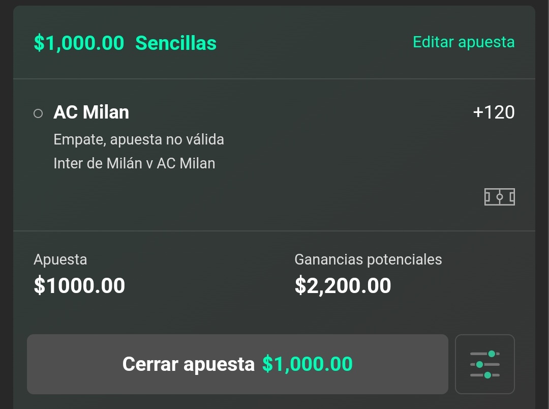 Confiando en que el Milan salga a dar algo de batalla. Suerte a quien  me siga.🍀