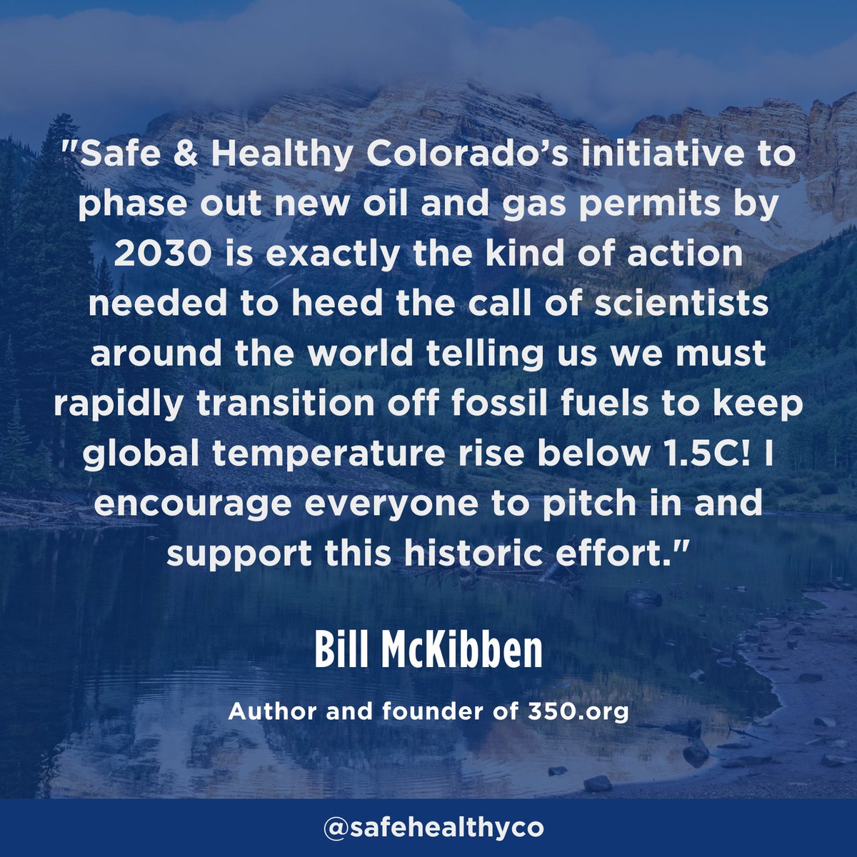 safehealthyco's tweet photo. Here's what .@billmckibben had to say about Safe &amp; Healthy Colorado's initiative to phase out new oil and gas permits in CO by 2030. #NoNewFracking2030 Learn more and pledge to sign here: 
https://t.co/lem882vhJb https://t.co/7C0XkxqBEW