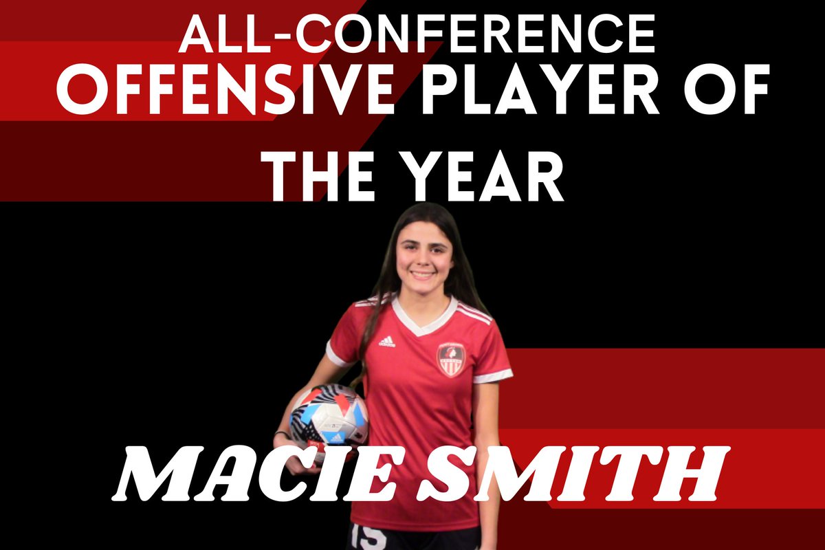 MACIE SMITH was named All-Conference Offensive Player of the Year! Macie scored 14 goals and had 4 assists during eight conference contests.
