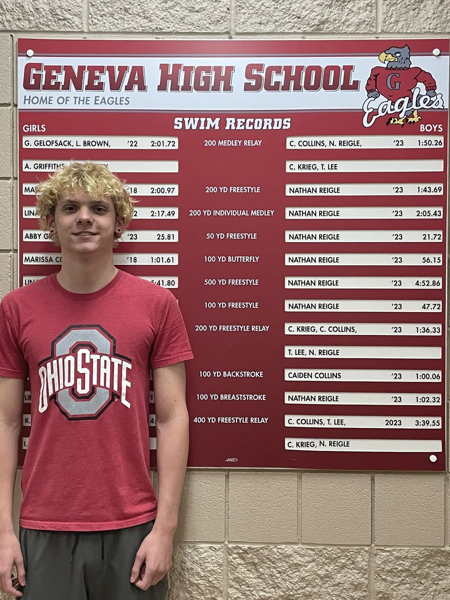 GenevaSwimTeam's tweet photo. Rewriting the record board!  Congratulations to Abby Griffiths, Caiden Collins, Tyler Lee, Nathan Reigle and Cooper Krieg! https://t.co/bJOqtLgnih