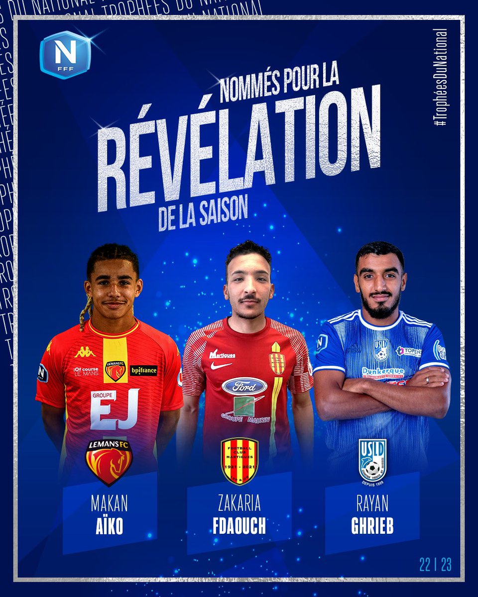 🏅 Fdaouch et Ghrieb évoluaient en National 2 la saison dernière et vivent leur première saison (pleine pour Ghrieb) en #NationalFFF. L’occasion de rappeler que le N2 regorge de joueurs de qualité pouvant sans problème jouer au(x) niveau(x) supérieur(s). 
#TrophéesDuNational