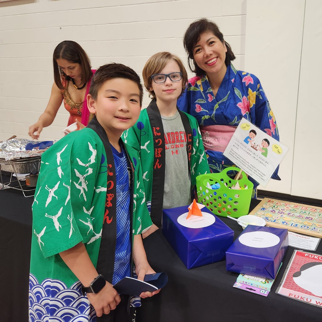 SAES's tweet photo. Lower School students enjoyed a trip around the world - from the convenience of Lions Court - during the Family Heritage Festival. Thank you to the many families who represented a variety of countries and cultures through decorated tables, food, activities, and performances. https://t.co/RUzz7sivPO