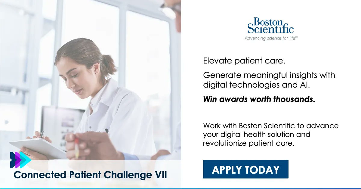 UMassM2D2's tweet photo. Is your approach to #PeripheralVascular disease helping #Healthcare providers treat patients earlier?
If yes, you could be in the running for prizes worth thousands from the @BostonSci through the #ConnectedPatientChallenge VII. Apply today: https://t.co/feIJg5564H
#Funding https://t.co/BQbDlqbwjU