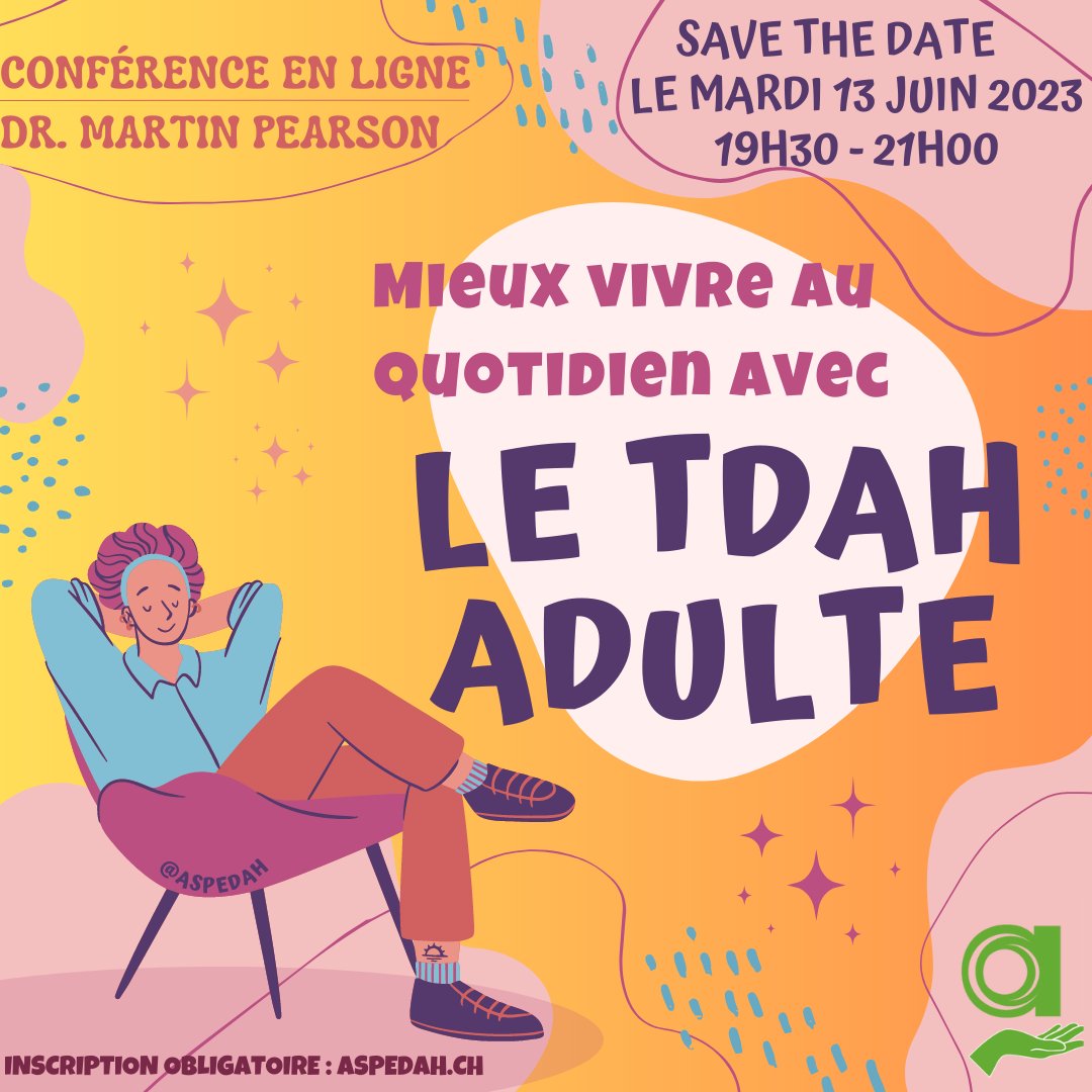 Conférencier de renom et psychologue, Professeur @PearsonPsy  vous propose des stratégies qui vous aideront à reprendre le contrôle de votre vie le mardi 13 juin 2023 en distanciel.

urlz.fr/lT7x

#tdah #adhd #conferencespeaker #martinpearson #tdahadulte