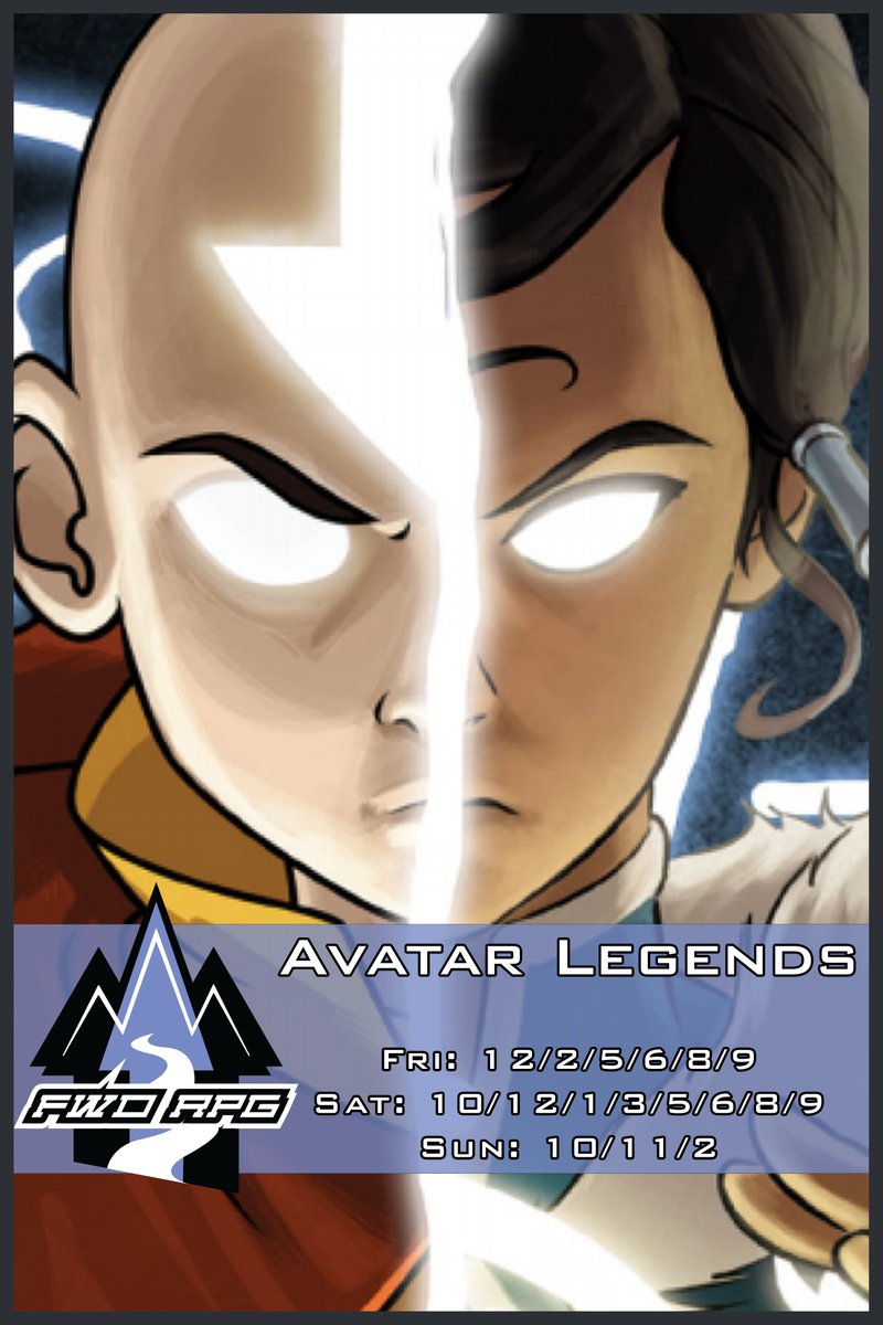 🎲AVATAR LEGENDS SPOTLIGHT for <a href="/AnimeUnchained/">A-Kon: Anime Unchained</a> 🎲

22 AVATAR LEGENDS GAMES • 7 Different Adventures • 10 GMs

YIP YIP ~ Huge shoutout to <a href="/MagpieOfficial/">Magpie Games</a>  for this awesome game! 2 of our lucky GMs will walk home with STARTER SETS!

Secure your ticket to A-KON now!