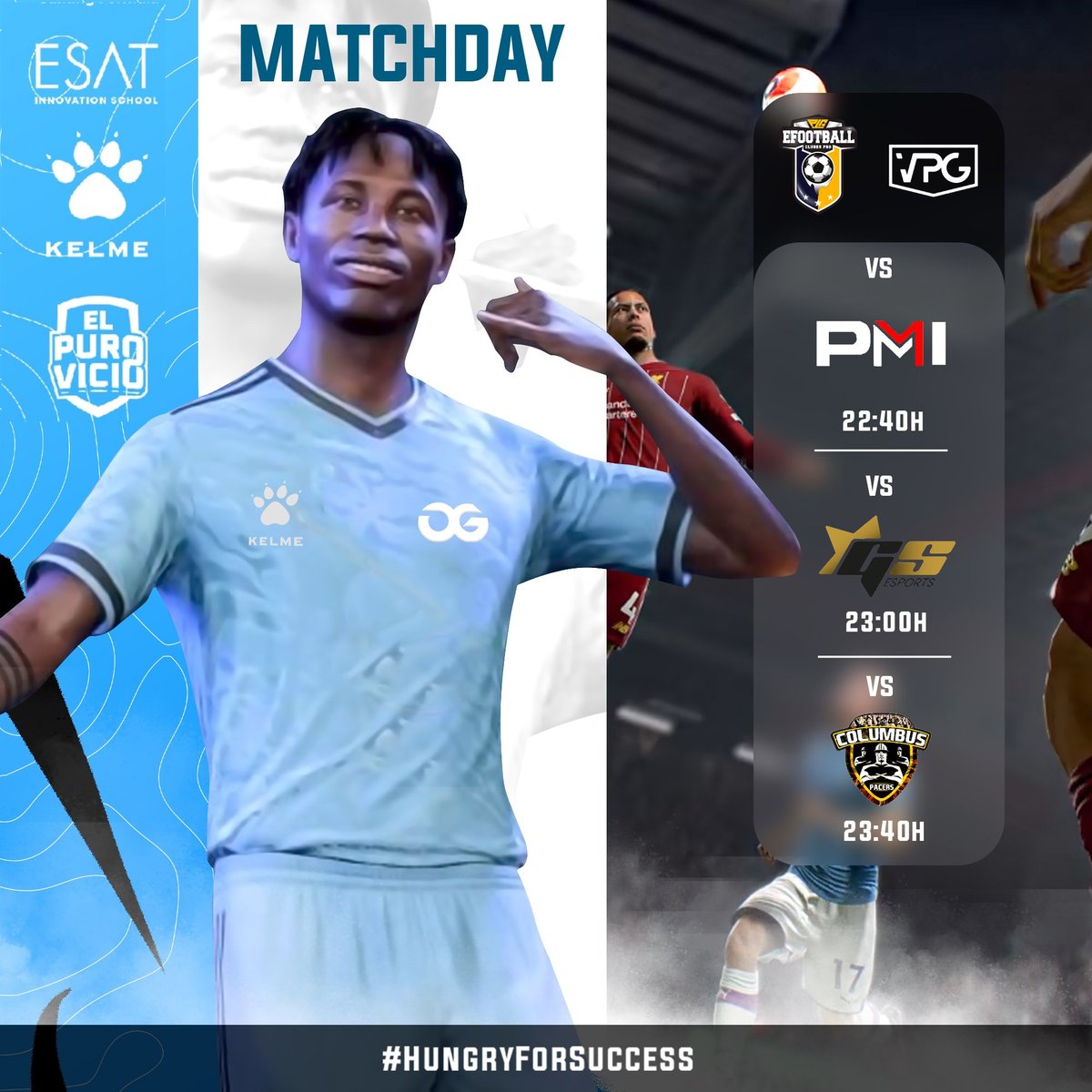 ¡Parece ser que hoy vuelve clubes pro, así que vamos a disfrutar de una noche llena de partidazos! ⚽

22:40h 🆚 <a href="/PMI_eSports/">PMI eSports</a> | @PLGeFootBall 
23:00h 🆚 <a href="/Gerstaresports/">🌟GS 𝙀𝙨𝙥𝙤𝙧𝙩𝙨</a> | <a href="/VPG_Spain/">Virtual Pro Gaming España</a> 
23:40h 🆚 <a href="/ColumbusVCP/">Columbus Pacers ᵀᴹ</a> | @PLGeFootBall

#HungryForSuccess