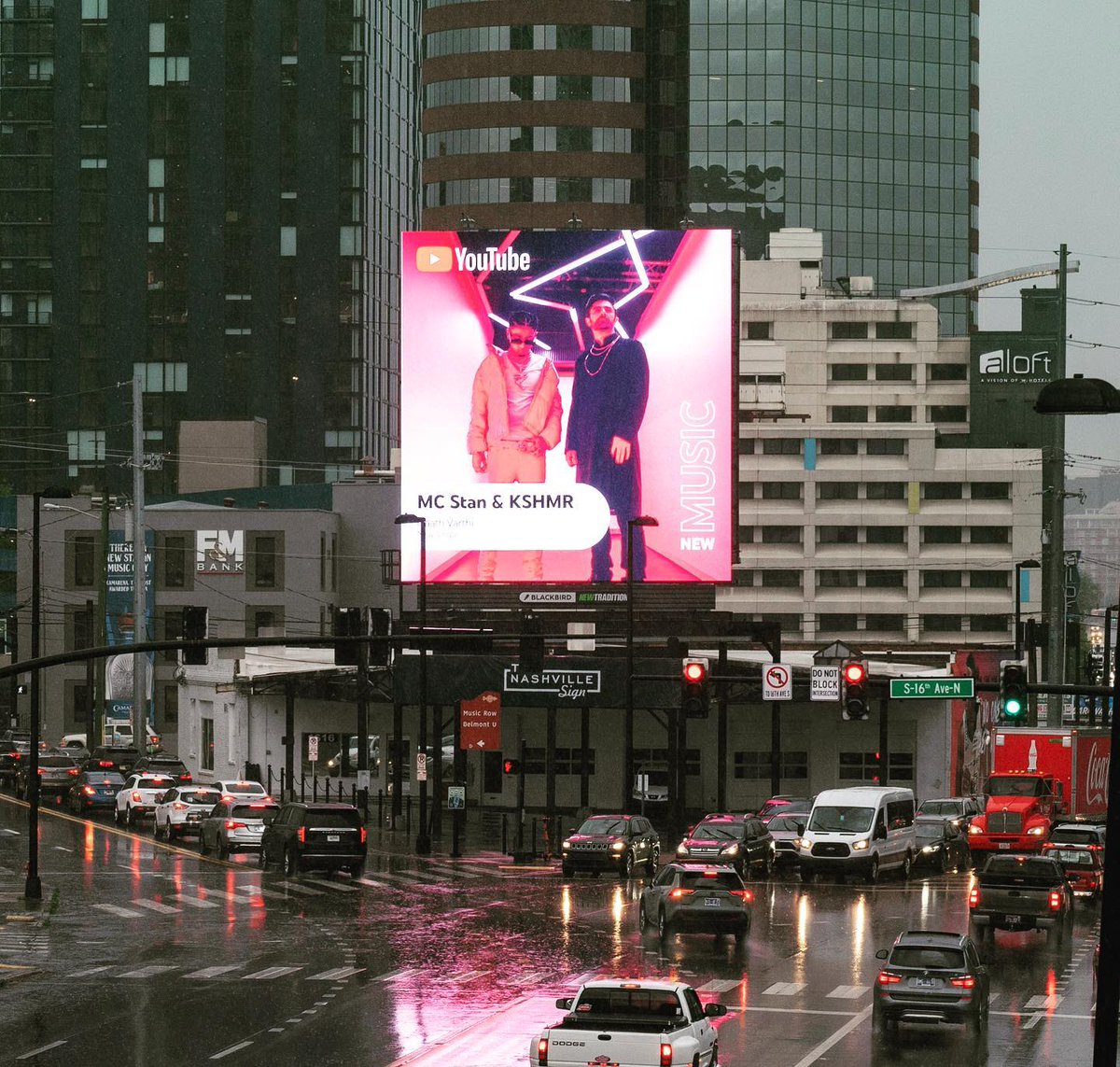 KSHMRmusic's tweet photo. WOW.. Haath Varthi on billboards in NYC Times Square, LA Sunset Blvd and Nashville too. This is a first for me, still doesn’t seem real… almost 10M plays on YT in just 4 days!! 

Thank you for all of the support much love to @YouTubeMusic @MCStanOfficial and Phenom https://t.co/Zl4S2vj3PB