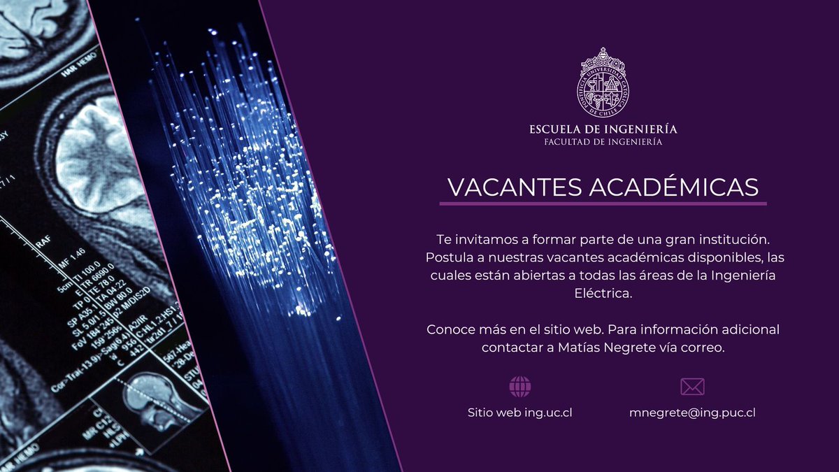 Claudia Prieto (@mri_cprieto) on Twitter photo Faculty positions available at the Electrical Engineering Department <a href="/IngenieriaUC/">Escuela IngenierĆa UC</a> More information here: ing.uc.cl/en/trabaja-con⦠Faculty positions available at the Electrical Engineering Department <a href="/IngenieriaUC/">Escuela IngenierĆa UC</a> More information here: ing.uc.cl/en/trabaja-conā¦