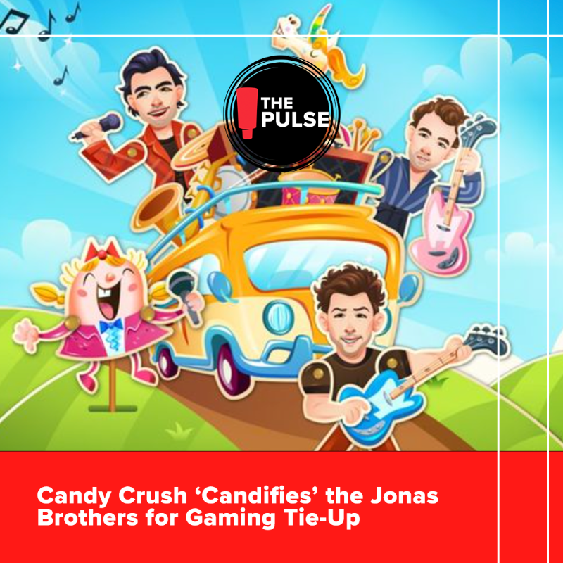 RedPegMarketing's tweet photo. It’s Pulse Tuesday! 🗞️
 
@jonasbrothers partner with @CandyCrushSaga for the app’s music season, @BaileysOfficial goes big with activations for @Eurovision, and @Carvana creates personalized videos using AI.