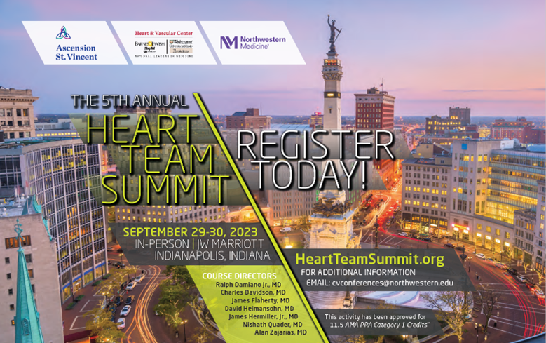NM Cardiovascular (@nmcardiovasc) on Twitter photo Registration is now OPEN for the 5th Annual Heart Team Summit! This year’s summit will be in-person at JW Marriott Indianapolis, IN on Sept 29-30.
The Heart Team Summit is a joint conference featuring Cardiology and Cardiac Surgery faculties from <a href="/WashUCardiology/">WashU Medicine Cardiovascular Division</a>, <a href="/BarnesJewish/">Barnes-Jewish</a>, Registration is now OPEN for the 5th Annual Heart Team Summit! This year’s summit will be in-person at JW Marriott Indianapolis, IN on Sept 29-30.
The Heart Team Summit is a joint conference featuring Cardiology and Cardiac Surgery faculties from <a href="/WashUCardiology/">WashU Medicine Cardiovascular Division</a>, <a href="/BarnesJewish/">Barnes-Jewish</a>,