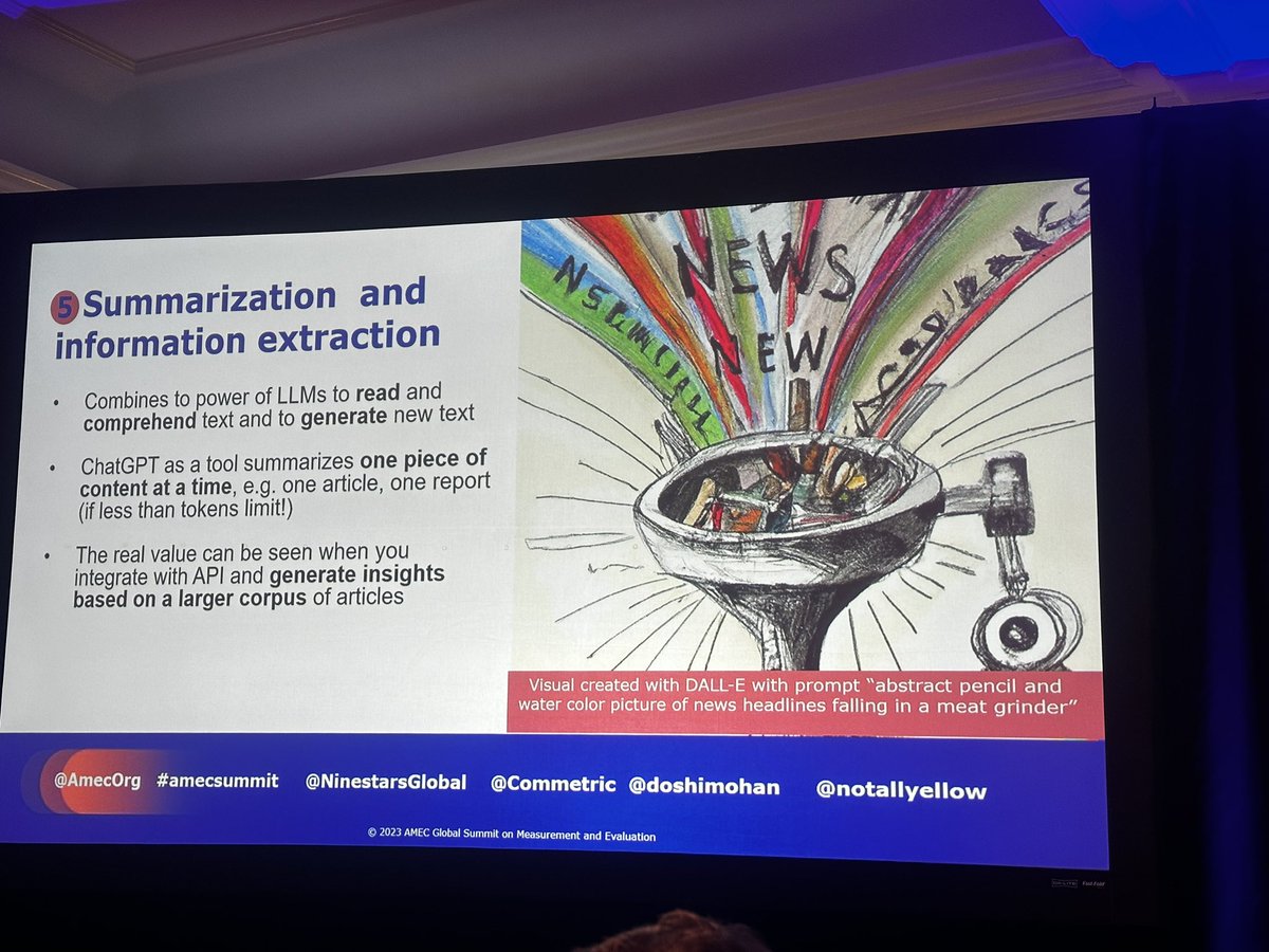 Brilliant @notallyellow on ChatGPT use cases in measurement and evaluation #amecsummit #Miami