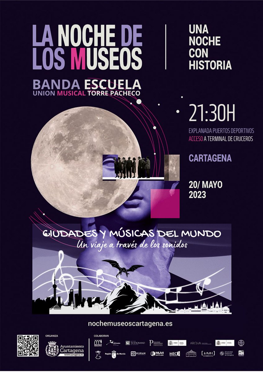 🔊  Este sábado, nuestra banda escuela estará tocando en Cartagena bajo la batuta de su director Daniel Martínez Fernández-Henarejos, como motivo de la celebración de la Noche de los museos.

🗓️: SÁBADO 20 de MAYO

🕤: 21:30 horas

📍: Explanada puertos deportivos (Cartagena)