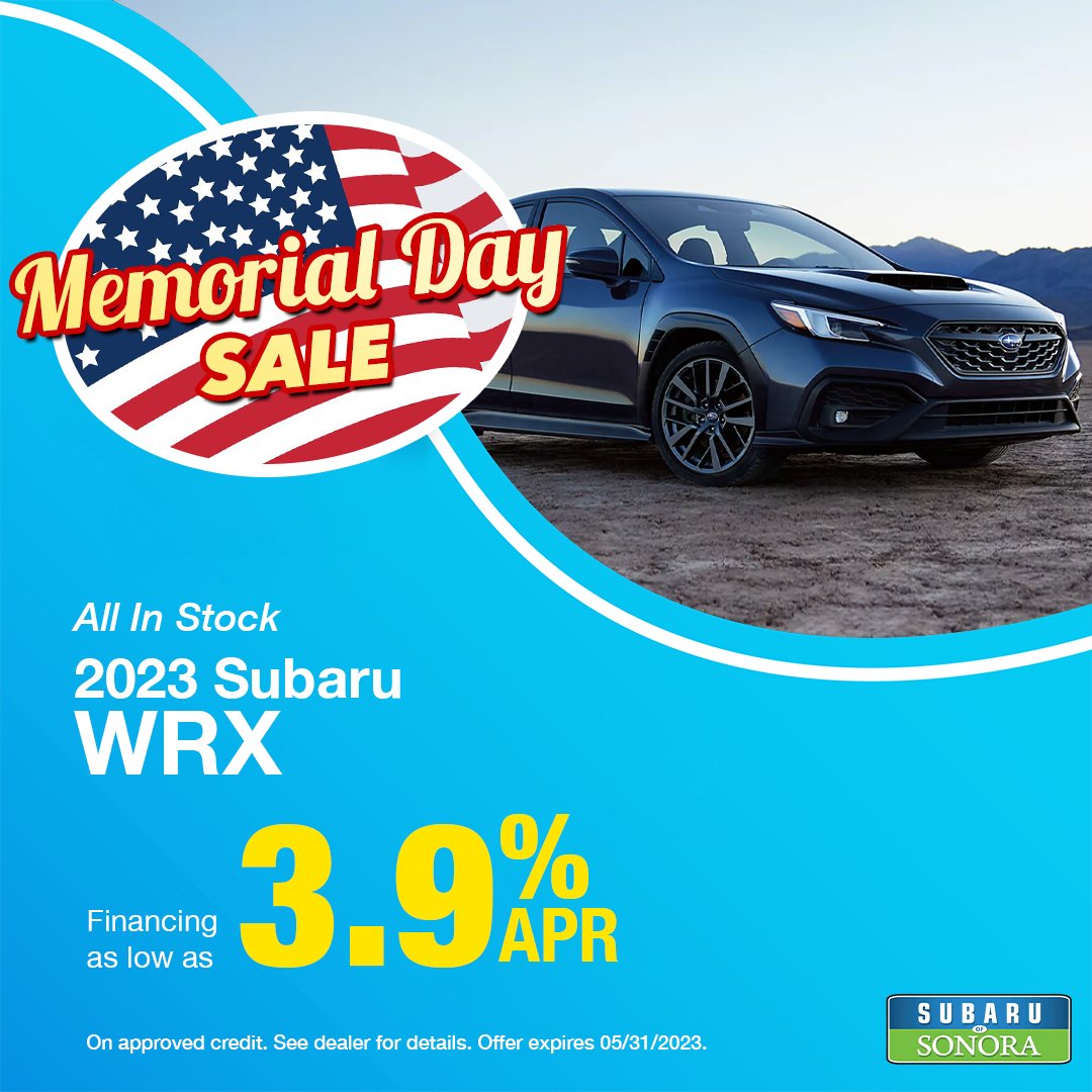 Feel the adrenaline rush in the performative Subaru WRX. 💨 Get low APR financing during our Memorial Day Sale! Limited inventory available, shop today!

#subaru #subarudealer #sonora #subie #subieflow #subaruperformance #WRX #subaruWRX