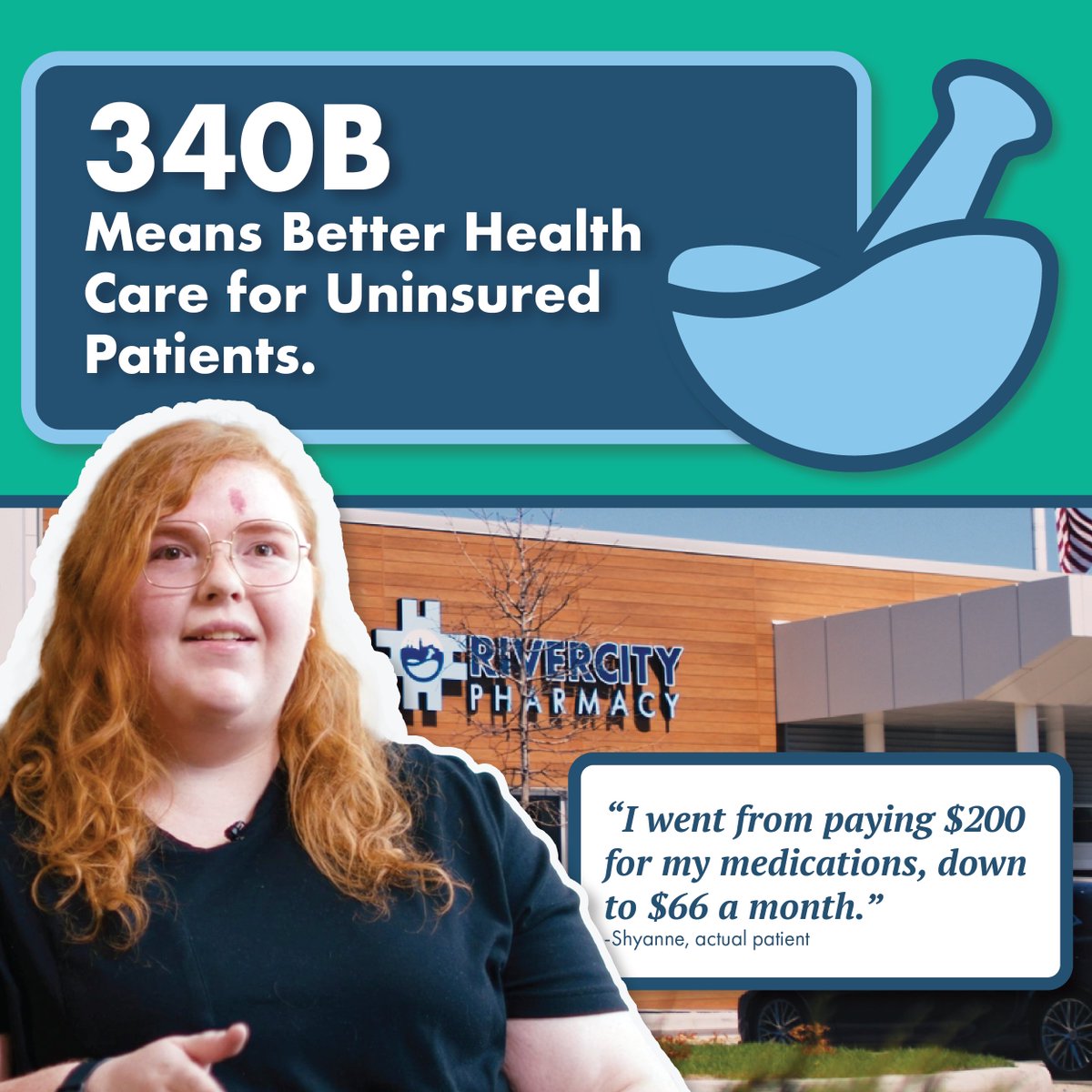 Heartland patients, like Shyanne, are able to access affordable medication at River City Pharmacy thanks to the 340B program. 

#Protect340B