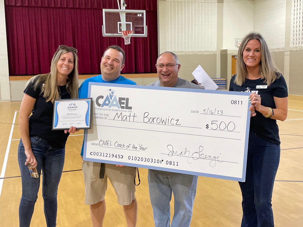Congratulations to Matt "Mr. B" Borowicz for being honored as a CAAEL Coach of the Year!  Thanks for all you do to support our students both in and out of the classroom.  Thanks also to CAAEL for being such an amazing organization!  #LADSE_edu, #CAAEL