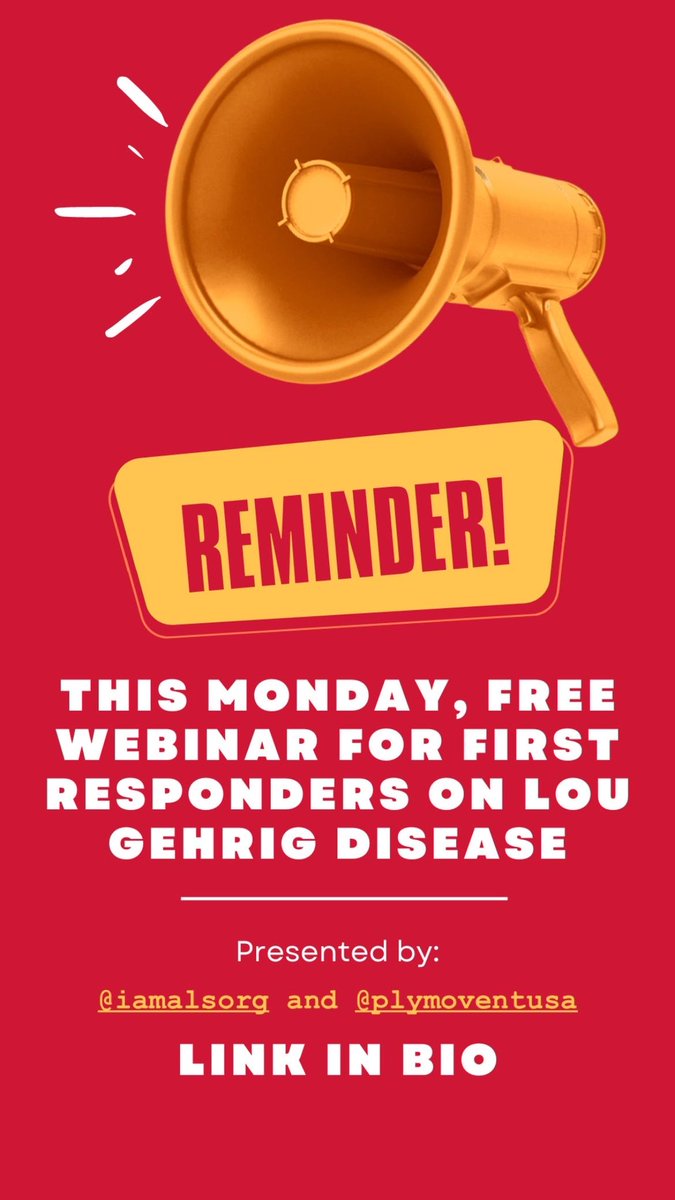 Free webinar? Why not?! Join us this Monday if you’re a #firstresponder wanting to learn how to treat a patient that has #lougehrigsdisease aka #als <a href="/iamalsorg/">I AM ALS</a>  link is in bio to sign up!