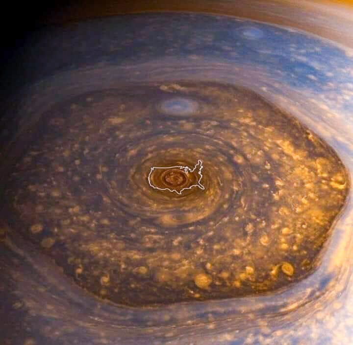 Size of Saturn's vortex compared to the USA. #space #science #NASA