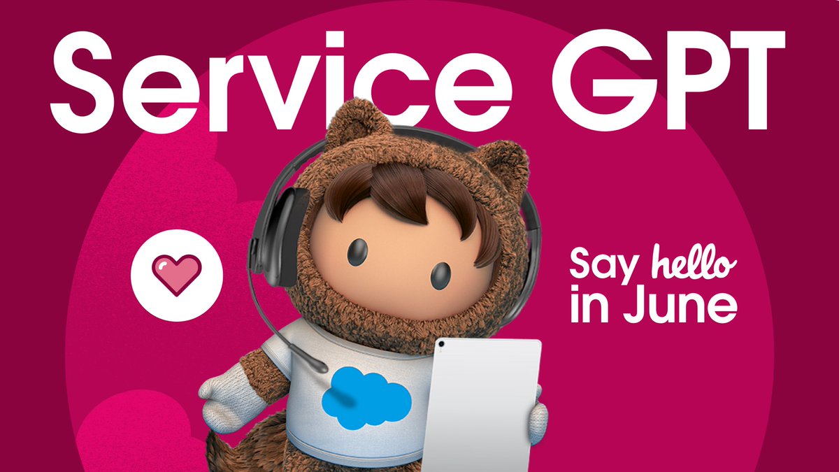 Benioff's tweet image. Super thrilled about @salesforce's latest game-changers: #SlackGPT, #EinsteinGPT, #ServiceGPT, and #TableauGPT! 🤩 The integration of generative AI is taking customer connections to a whole new level. With Einstein's trillion transactions a week, salesforce is set for remarkable…