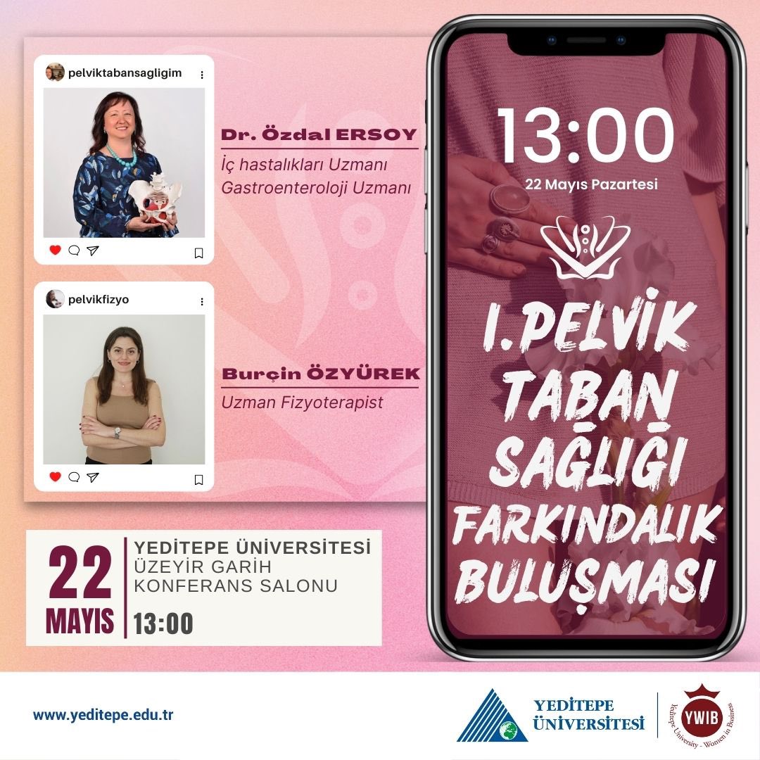 "Pelvik taban sağlığı hakkında her şeyi öğrenmek isteyenler burada mı? 🙌🏻 

Tabu olmaktan çıkıyor ve artık konuşuyoruz! Pelvik taban sağlığına dair her şey bu seminerde olacak💖

Uzman konuklarımızla bir araya geliyoruz🧚‍♀️ #yeditepeüniversitesi #7tepewib #pelviktaban #cinselsağlık