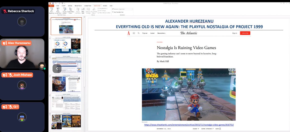 ICGaN_UW's tweet image. Alexander Hurezeanu talking #PCMagazine as he uses an auto-ethnographic approach to talk nostalgia in games! 📺Tune in now on gather.town 
#ICGaN2023 @GamesInstitute