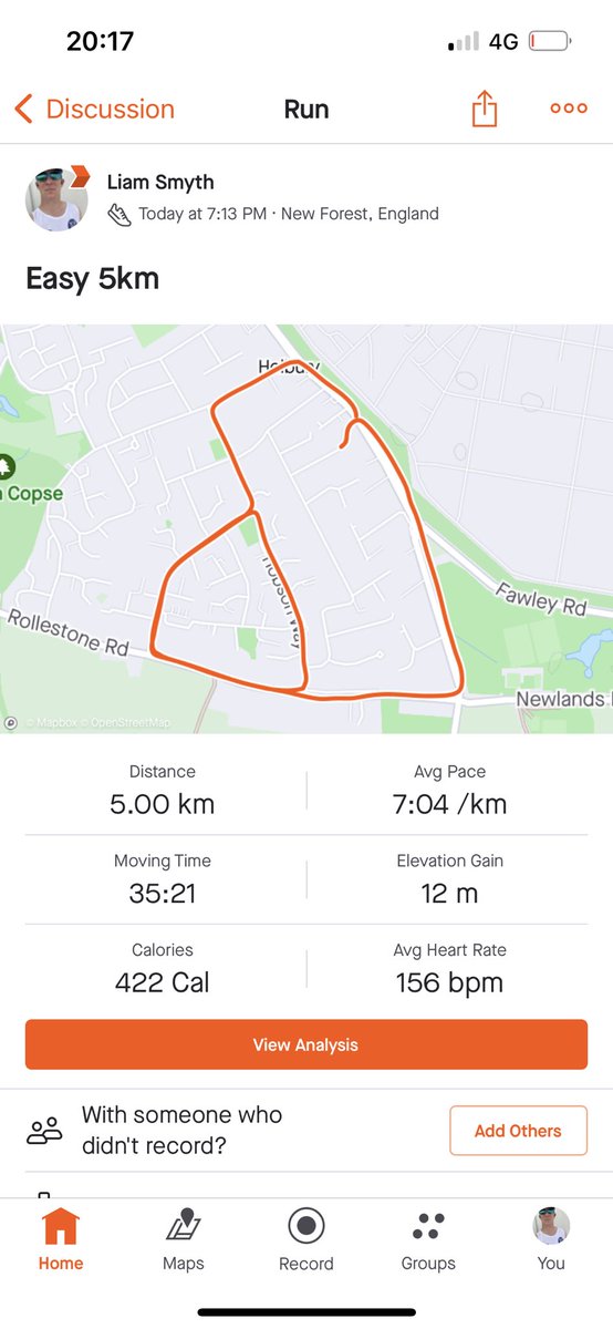 liamliosmyth's tweet photo. Incase you didn’t know; Easy runs need loving too 😁 nice n smooth tonight just keeping it mellow #easyrunning #lowheartrate #easy5km #strava @Strava https://t.co/aFUMPdtuBf