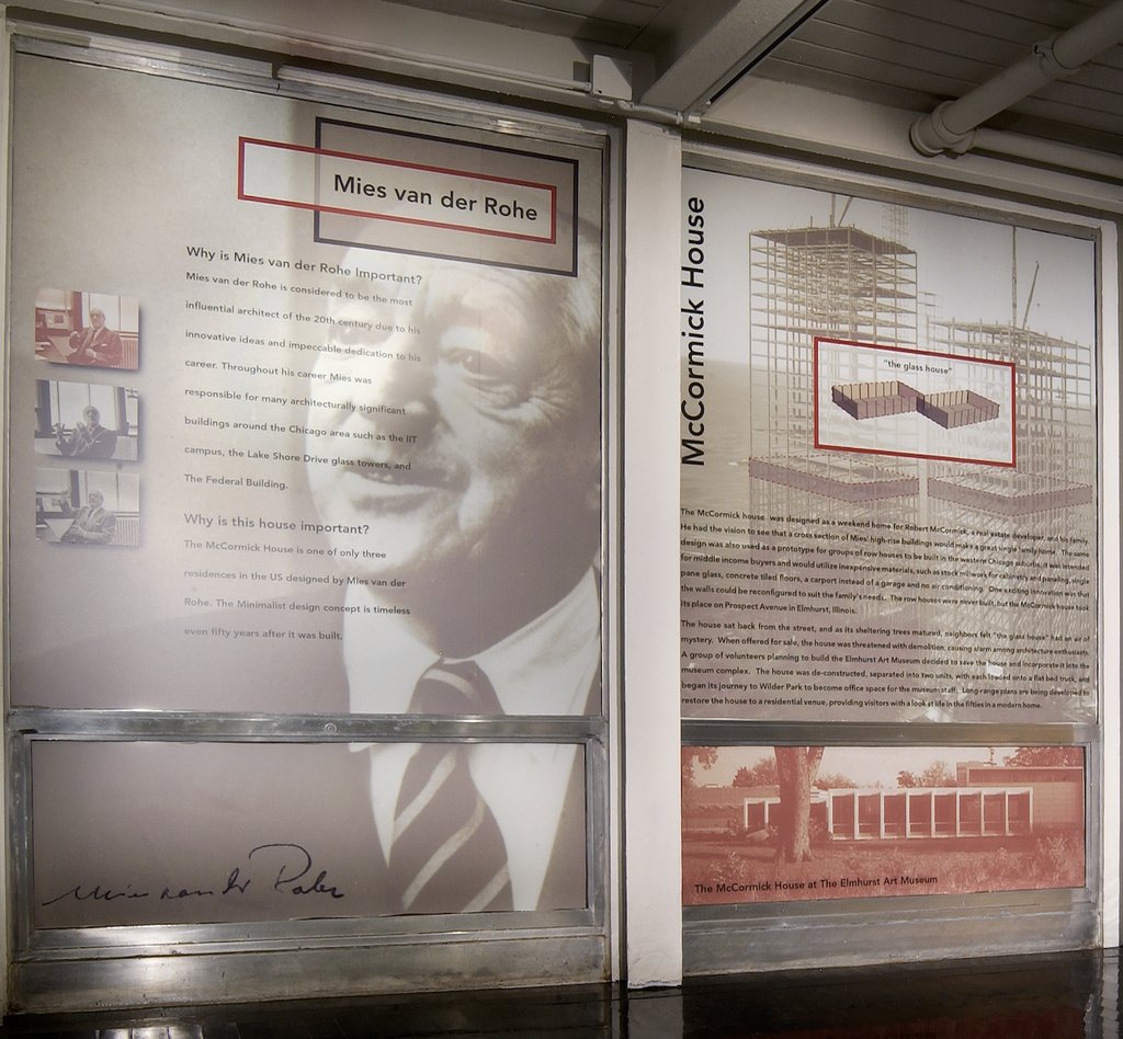Mies as our muse.⁠🧑🏻‍🎨⁠
⁠
Our work for the Elmhurst Art Museum included producing graphic panels when they added an original Mies van de Rohe house to the museum. 
⁠
⁠