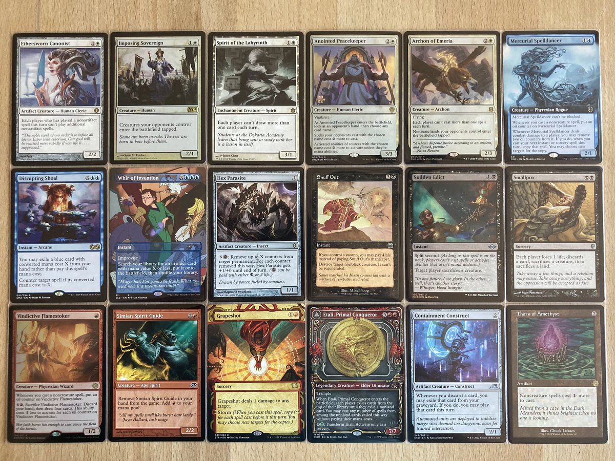 CubeVitational's tweet photo. With the maiden voyage done and the second play-test looming, it’s time for the first paper update! Left batch in, right batch out. #POWERCOMBO #MtGCube https://t.co/13pmrR0utu