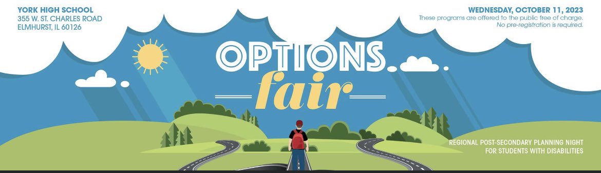 Be sure to mark your calendars.  York High School, October 11th, 2023, 6:00 p.m. - 8:30 p.m.